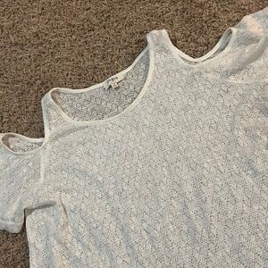 Umgee USA White Crochet Cold Shoulder Top Women's Size Medium